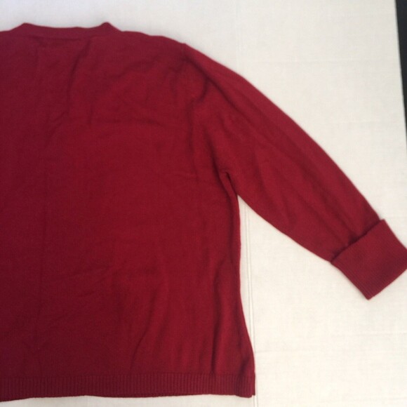 Apostrophe Cardigan Red 3/4 Sleeves Vintage Made in HK Acrylic Nylon Size Large - Picture 9 of 11
